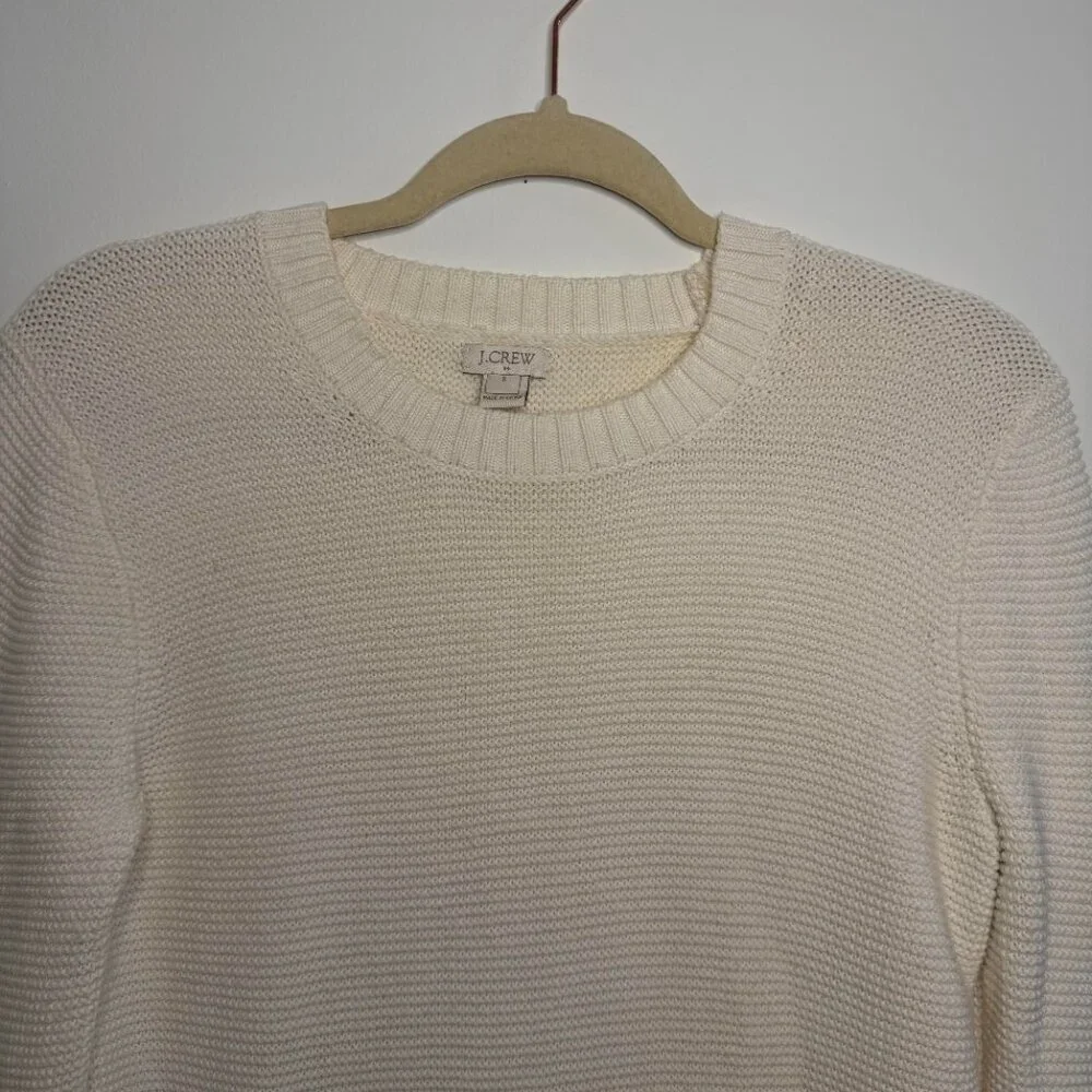 J Crew Textured Knit Crew Neck Sweater Cotton Wool Blend Quiet Luxury - Small
